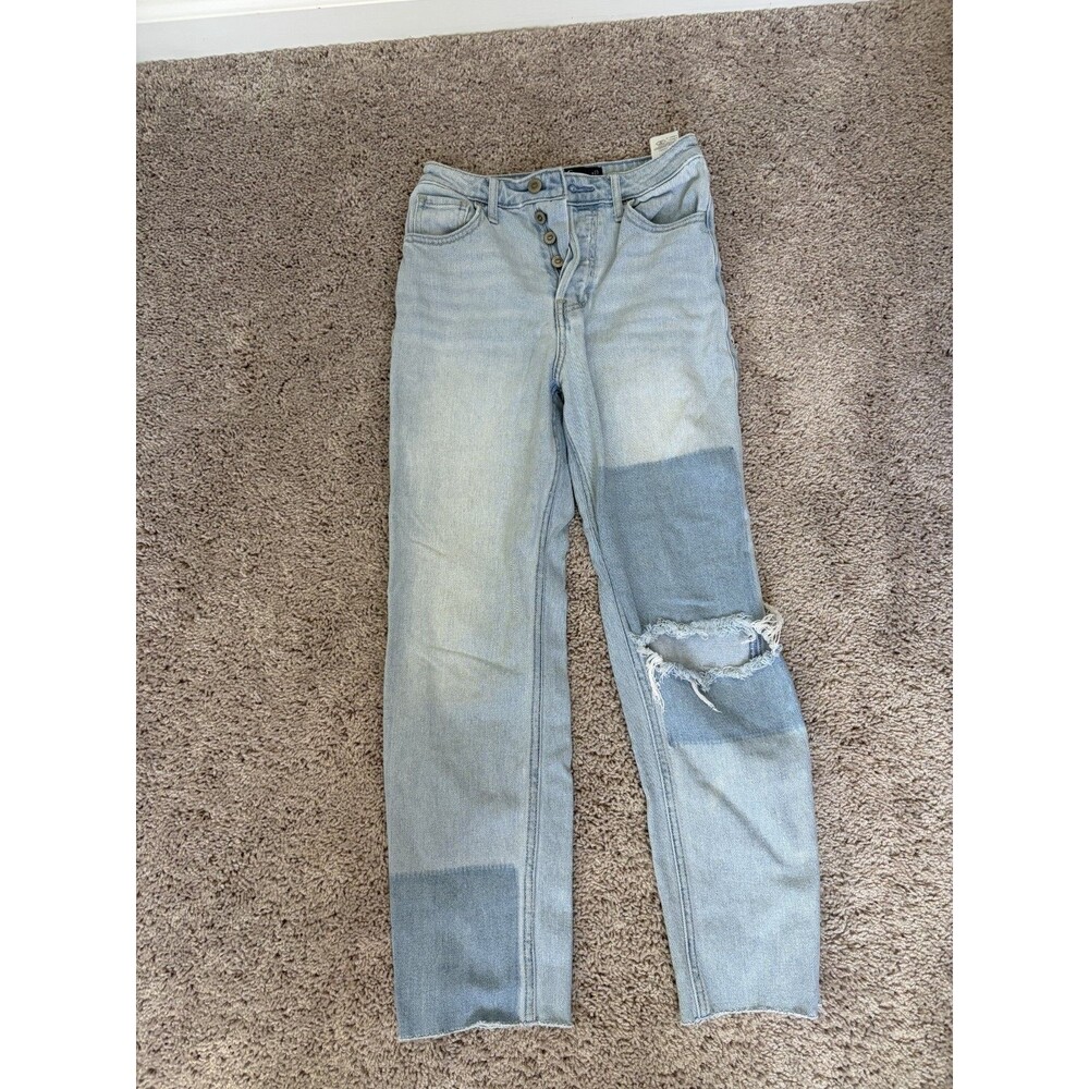 Hollister Patchwork Jeans Ultra High Rise Vintage Straight Distressed W23 L27